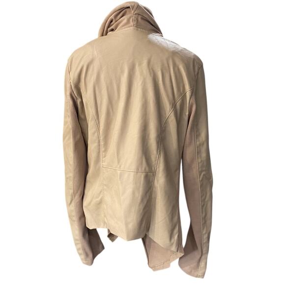 Blank NYC Womens Tan Drape Moto Jacket Asymmetrical Zip Biker Size SMALL - Picture 3 of 10